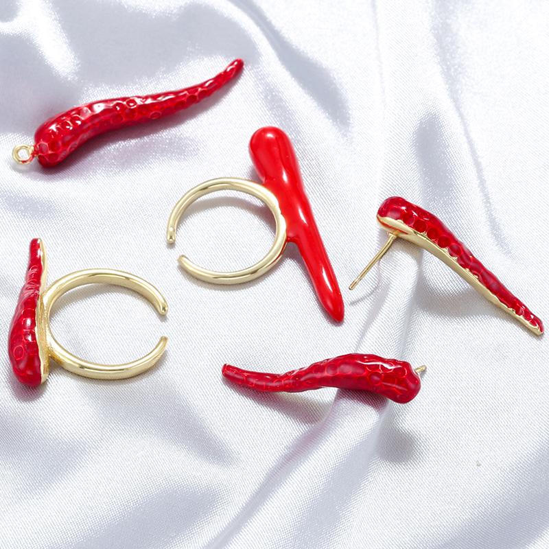 ZHUKOU Prémiová textura Série pepřů a chilli Styl Náušnice kroužky Dámské Sexy Šperky Doplňky 1ks:VD1907