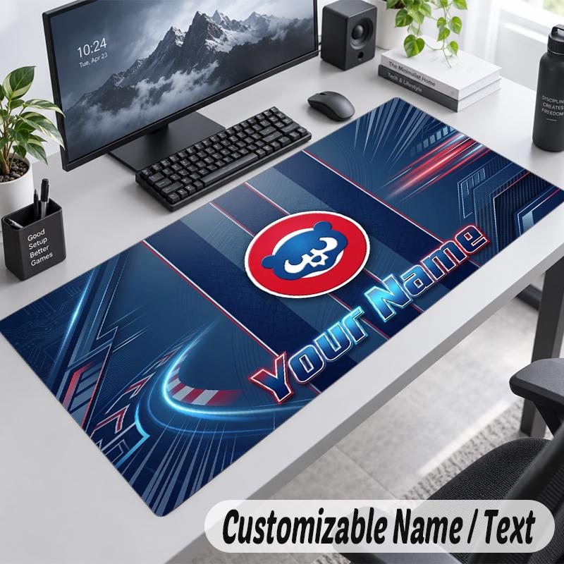 Custom Name Text Mouse Pad Chicago Cubs Personalized Desk Pad For Work And Gaming