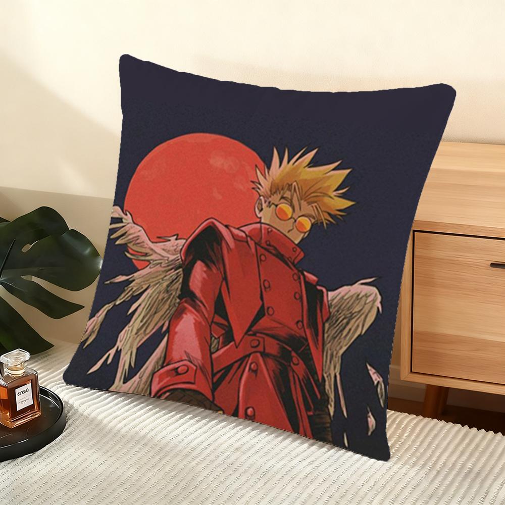 Cool Anime T-Trigun Cushion Cover Soft Short Plush Pillow Cover Smooth Cozy Texture Aesthetic Cushion Case Home Decor