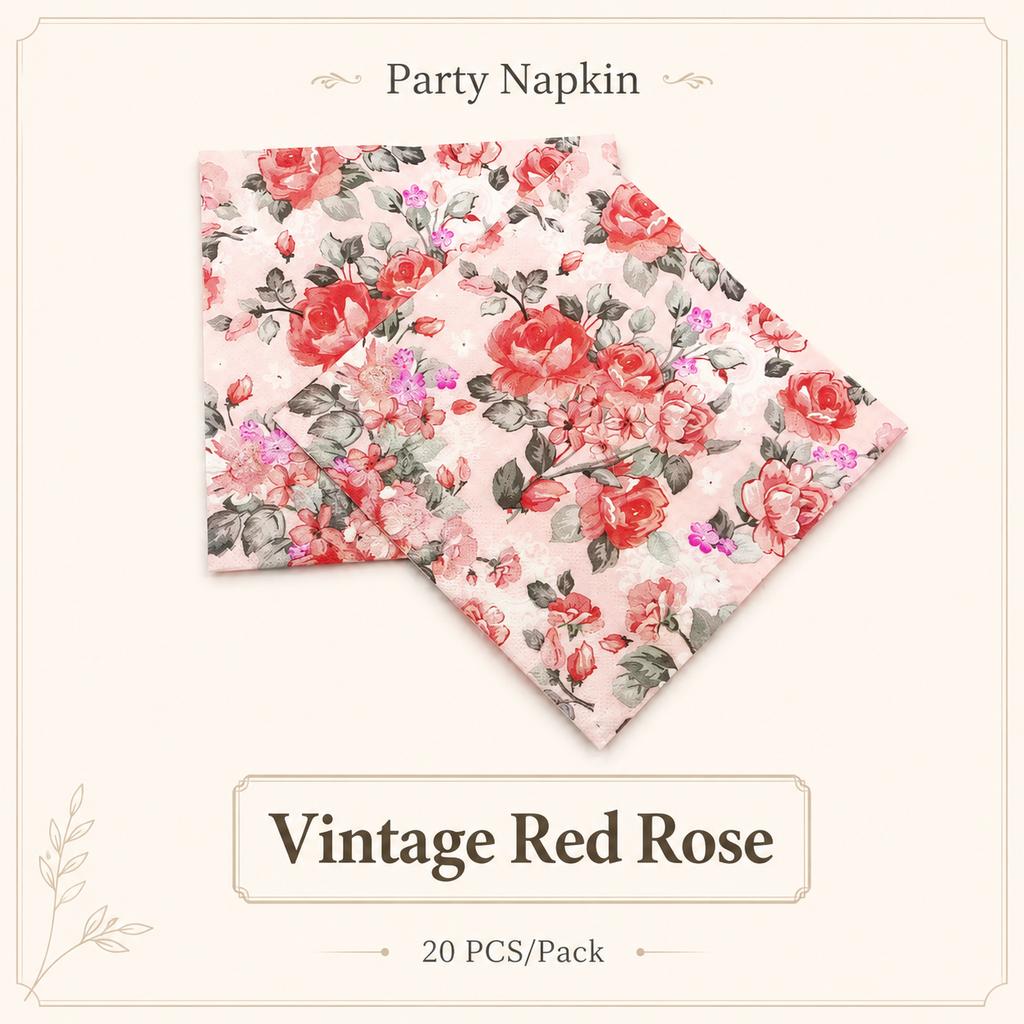 Vintage Floral Rose Paper Napkins 20Pcs Party Table Decor
