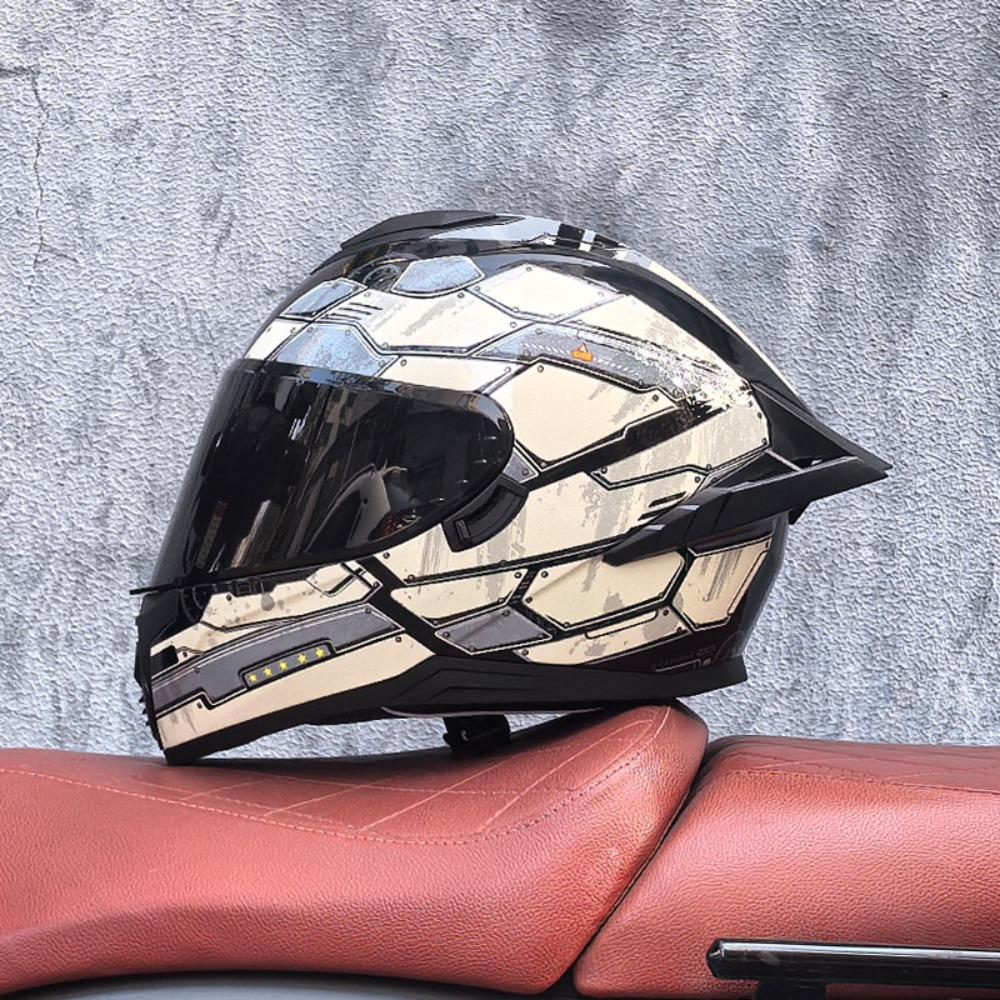 DOT Full Helmet Double Mirror Helmet Men's Four-season Universal Hard Hat Female Knight Locomotive Double Lens