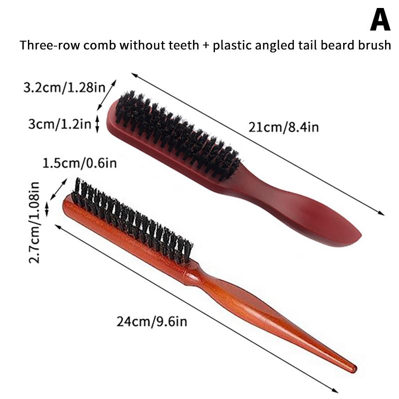 2Pcs Premium Bristle Hairbrush With Wooden Handle-Reduces Frizz And Static- Scalp Massage Bristle Brush Set For All Hair Types