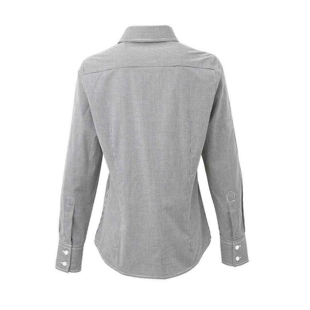 Premier Damen/Damen Micro Gingham Karo Baumwoll Langarmhemd