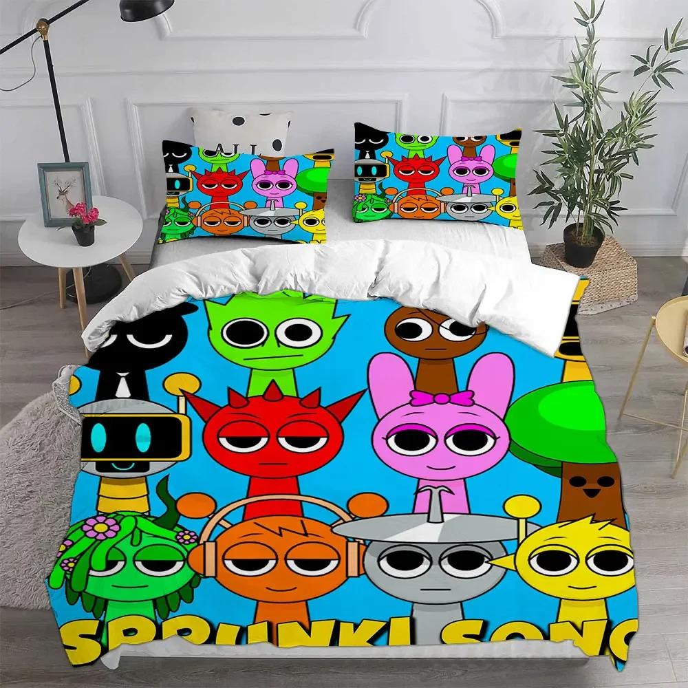 New 3d Print Game Sprunki Bedding Sets Bed Cover Comforter Duvet Cover Pillow Case 2-3 Pieces Sets Kids Adult Bedroom Decoration