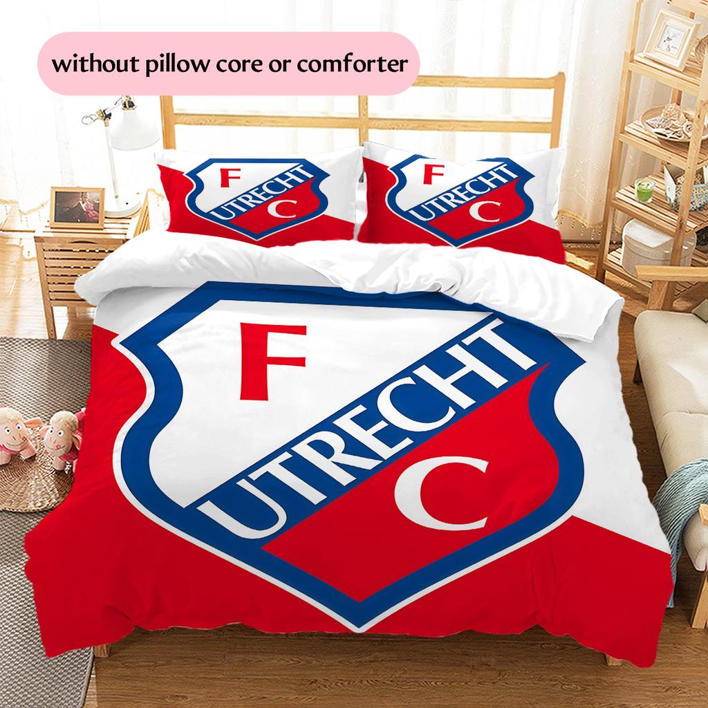 FC Utrecht Muster Bettwäsche Heimdekoration Geburtstagsgeschenk (1 Bettbezug + 2 Kissenbezüge, ohne Füllung)