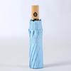 OIMG 10-Rib Three-Fold Sun & Rain Umbrella with Solid Wood Handle