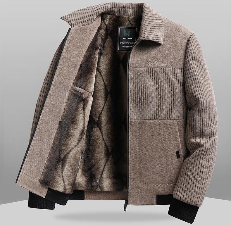 Plüsch-Chenille-Winterjacke für Herren für 50-Jährige - Lässiges warmes Oberteil für die Mitte des Lebens