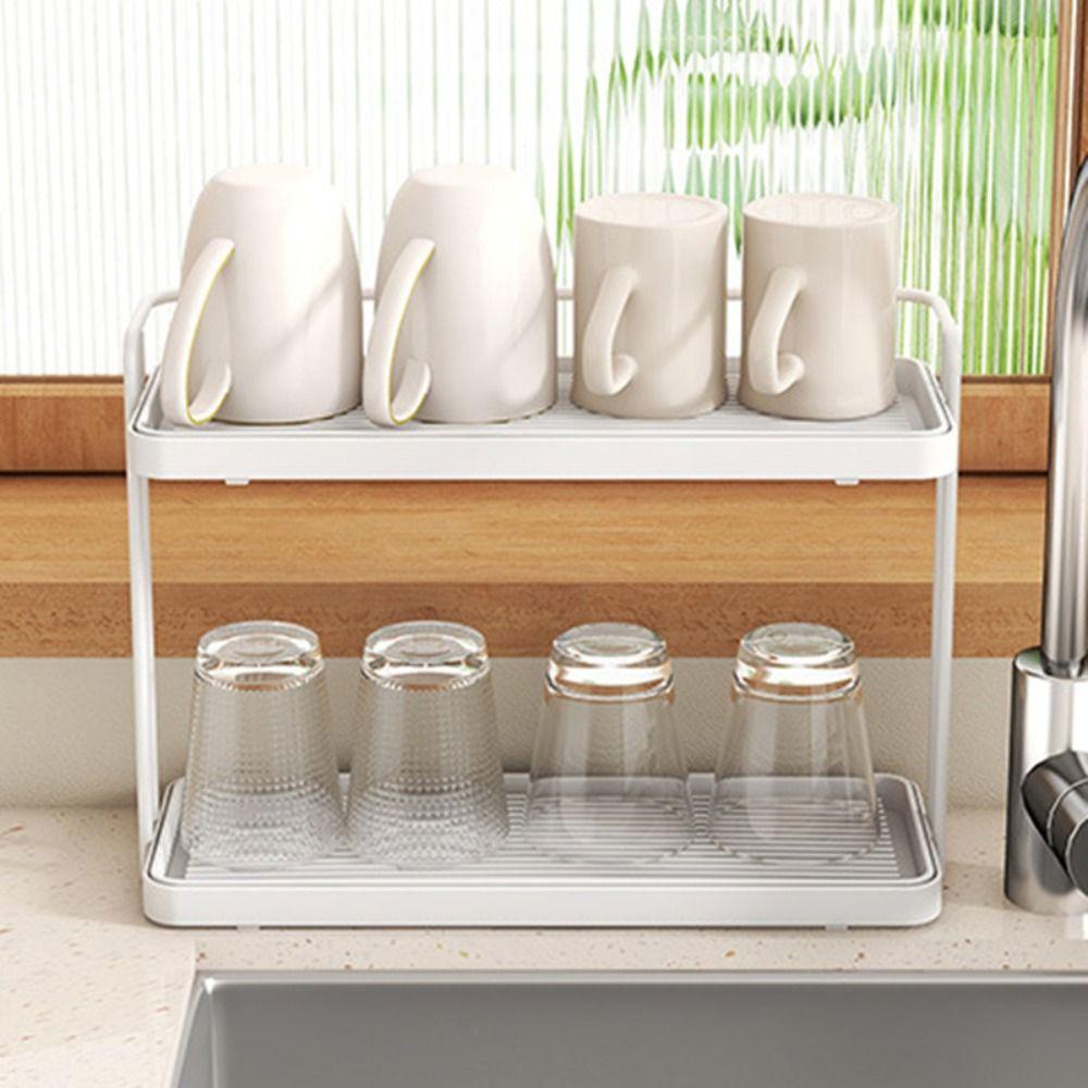 Removable Coffee Cup Drain Holder Double Layer Mug Organizer Durable Bottle Drying Rack  Home