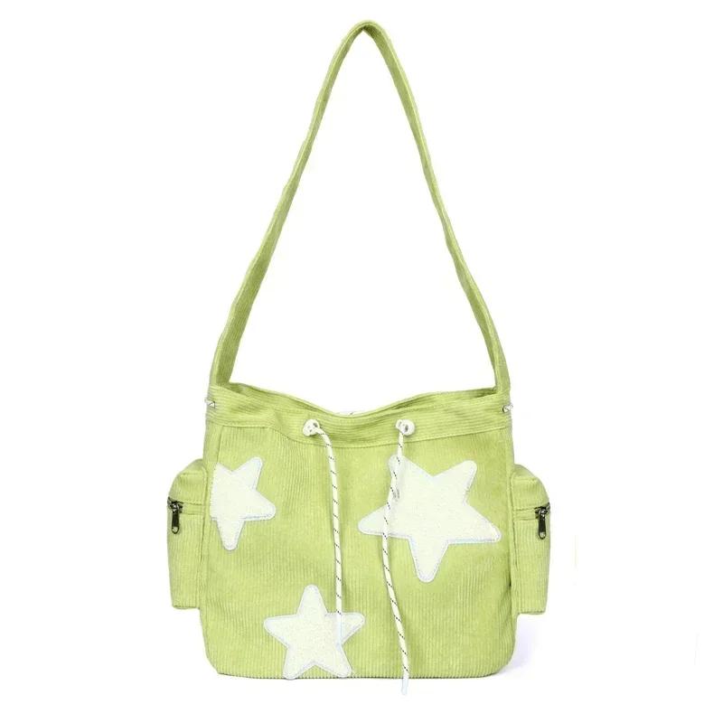 Schoudertassen met Schattige Sterrenprint voor Meisjes Dames Casual Mode Crossbody Tas Streetwear Tote Bags voor Studenten with pedant groen