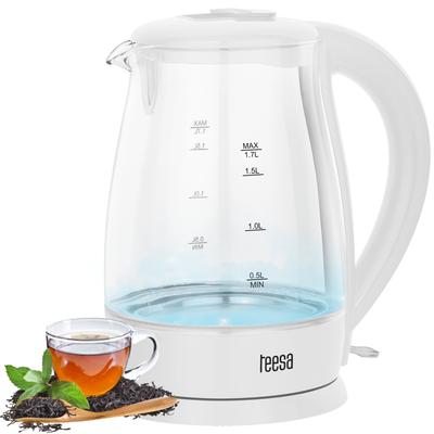 Bollitore elettrico senza fili Teesa, vetro, bianco, 2200W, 1,7L