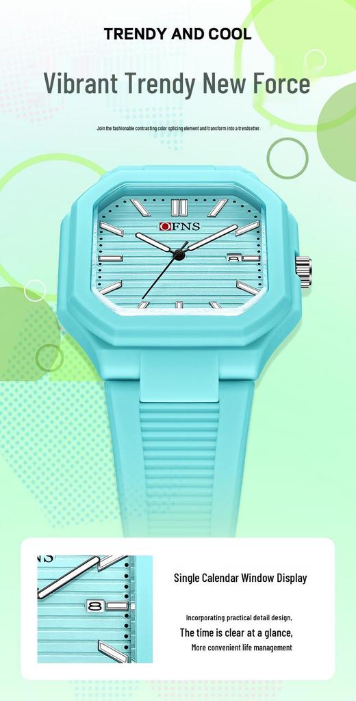 Unisex Luminous Square Quartz Wristwatch with Calendar