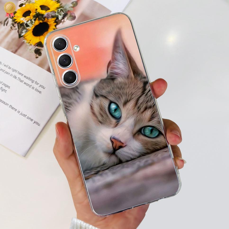 Case For Samsung F54 5G Back Cover Glitters Fashion Cat Wolf Soft Silicon Bumper For Samsung Galaxy F54 5G F546B Phone Case Capa