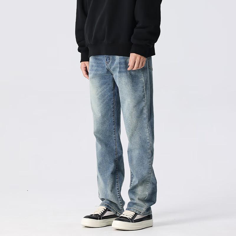 New Factor Washed Straight-Leg Stretch Denim Jeans