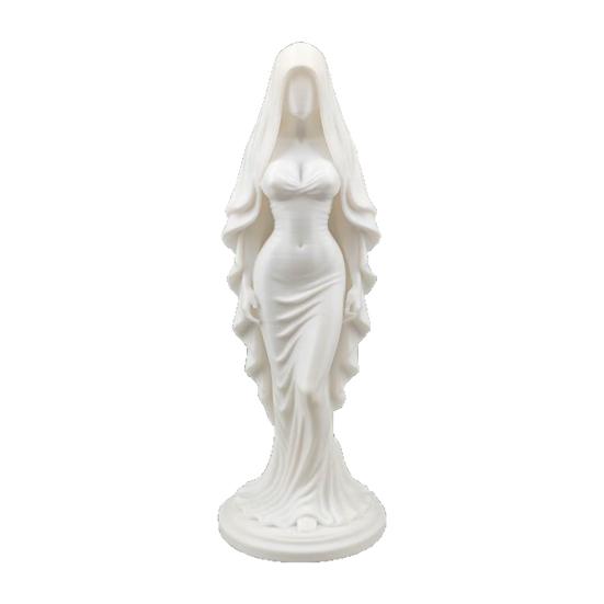 

3D Printed Veiled Goddess Statue Artistic Wearing Veil Women Figurine Sculpture Decoration for Home Office Living Room Desktop білий