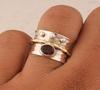 Solid 925 Sterling Silver Garnet Gemstone Spinner Band Meditation Ring Fidget Ring Anniversary Gift Two Tone Ring