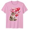 Cute Watercolor Cat Blowing Bubblegum Unisexs TShirt Cat Lover Valentines Day