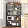NAIYUFA Bakers Rack,Microwave Oven Stand 5 Tier Utility Storage Shelf with Hooks,Multifunctional Wood Shelf for Kitchen,Bathroom,Livingroom,Storehouse