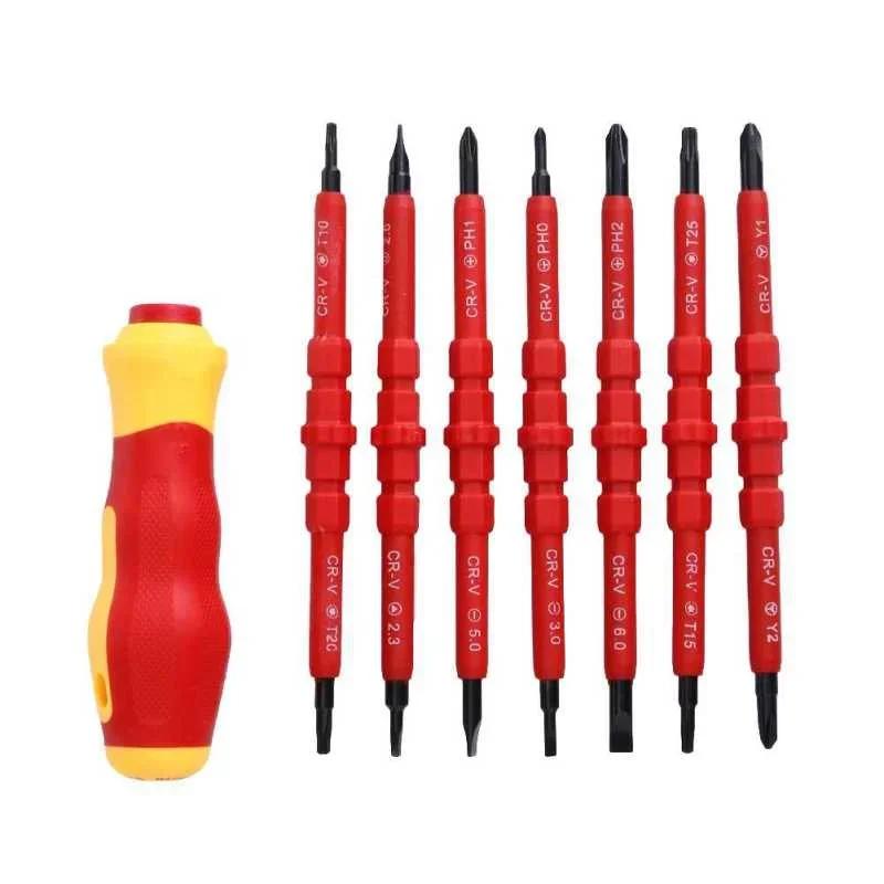 Electrician Repair Tools Kit Changeable Insulated Screwdrivers Set Magnetic Slotted Bits Repair Tool Electrician Tool