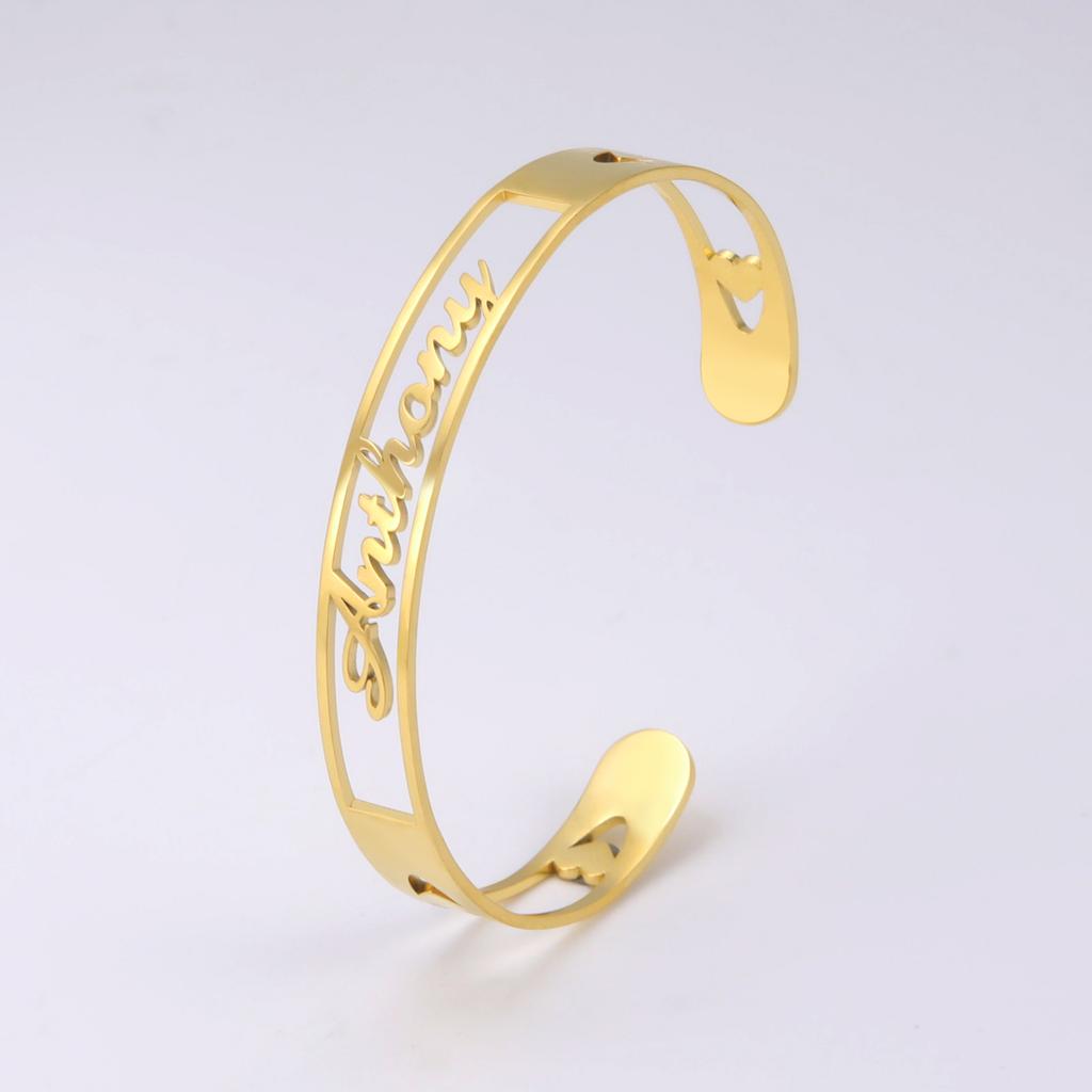 Personalized Name Bracelet for Women Men Custom Jewelry Stainless Steel Customized Bangle Gold Color Arabic Name Birthday Gifts