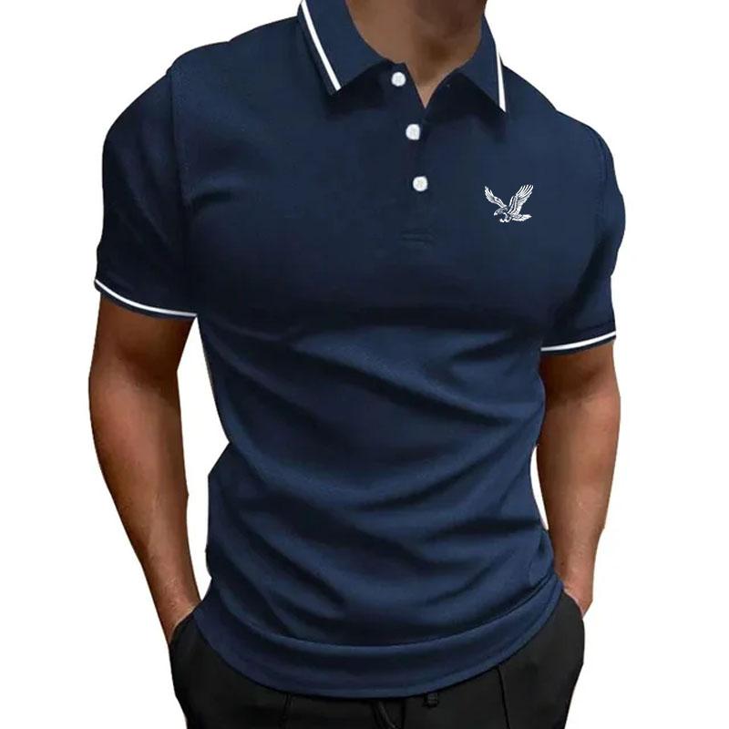 

Новая летняя мужская спортивная деловая повседневная рубашка поло с отложным воротником Мужская спортивная приталенная рубашка поло L темно-синий