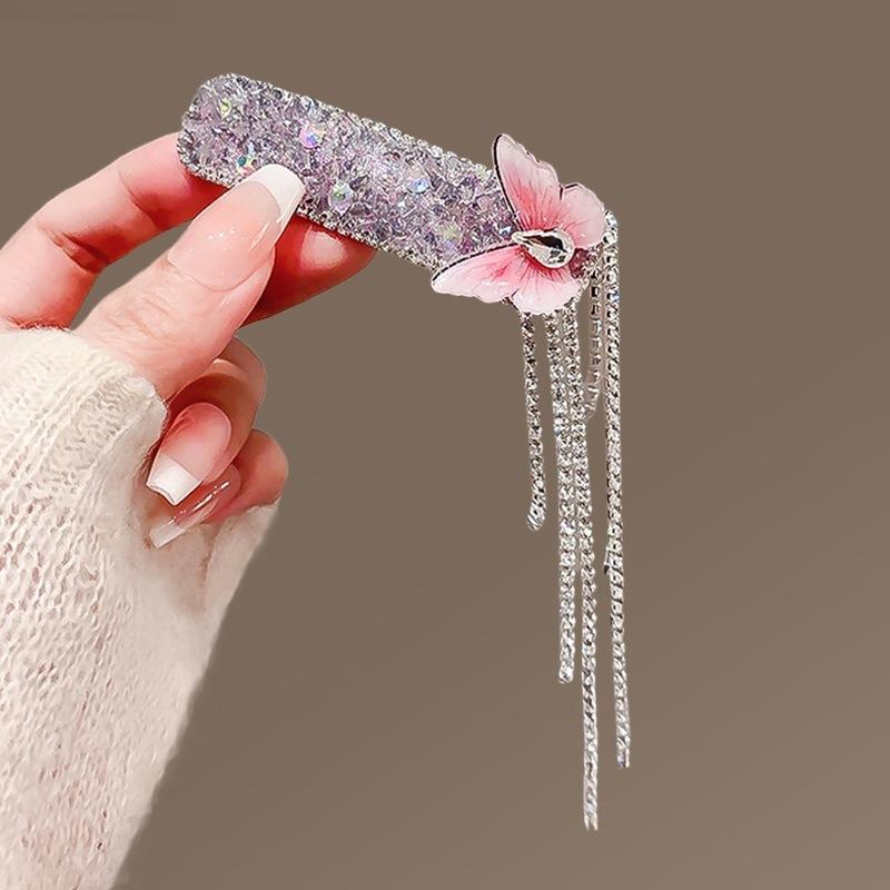 Stylish And Simple Full Diamond Geometric Hairpin, High-End Temperament Side Clip Bb Clip, Versatile Bangs Clip, Hairpin, Hair Accessories