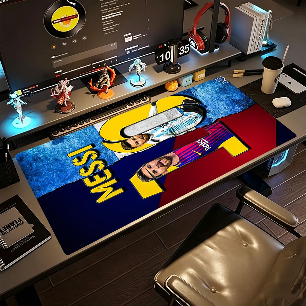 Football Messi Large Mouse Pad Desk Mouse Pad Ultra-Long Desk Mat Non-Slip Rubber Bottom Suitable for Office Gaming PC Laptop