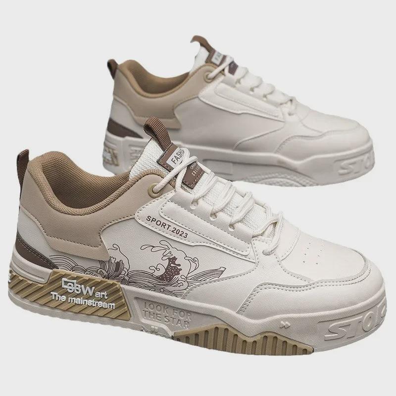 2025 Men's White Thick-Soled Casual Sneakers - Trendy Spring/Summer Style