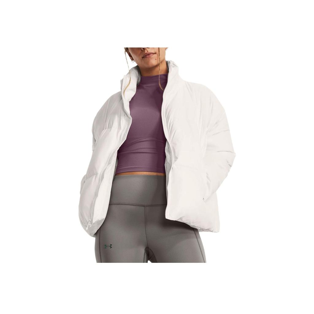 Under Armour ColdGear Infrared Down Puffer Jacket With Stand Collar And Zipper Women Jacket White 1378858-112