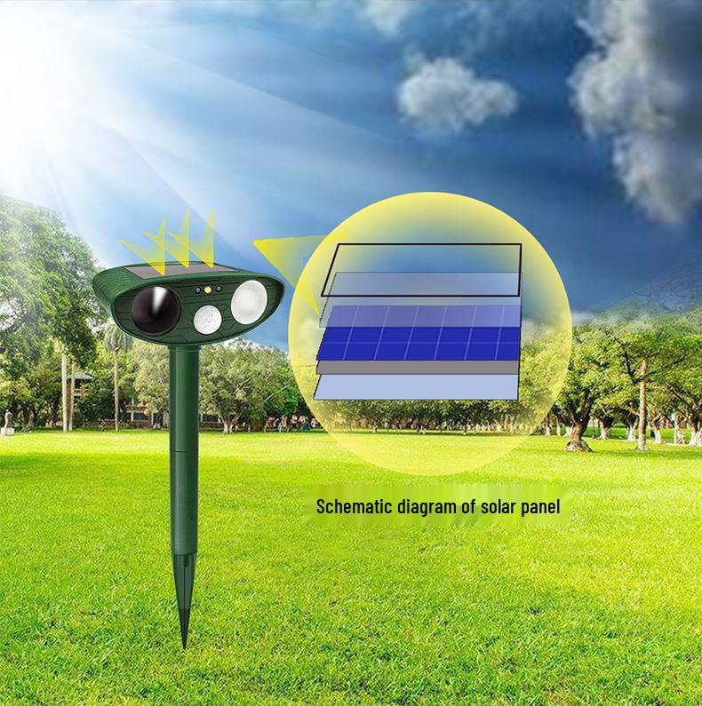 Solar-Powered Ultrasonic Pest & Bird Repeller with Infrared and Flashing Light