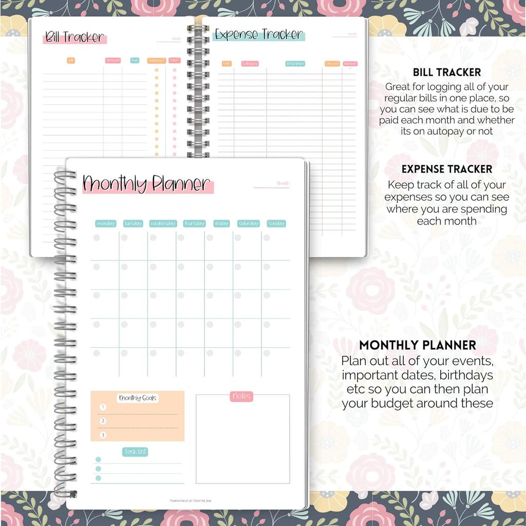 Budget Planner & Monthly Bill Organizer | Finance Budget Planner, Financial Savings, Debt, Income, Expenses, Spending & Bill Trackers - A5 (Colorful