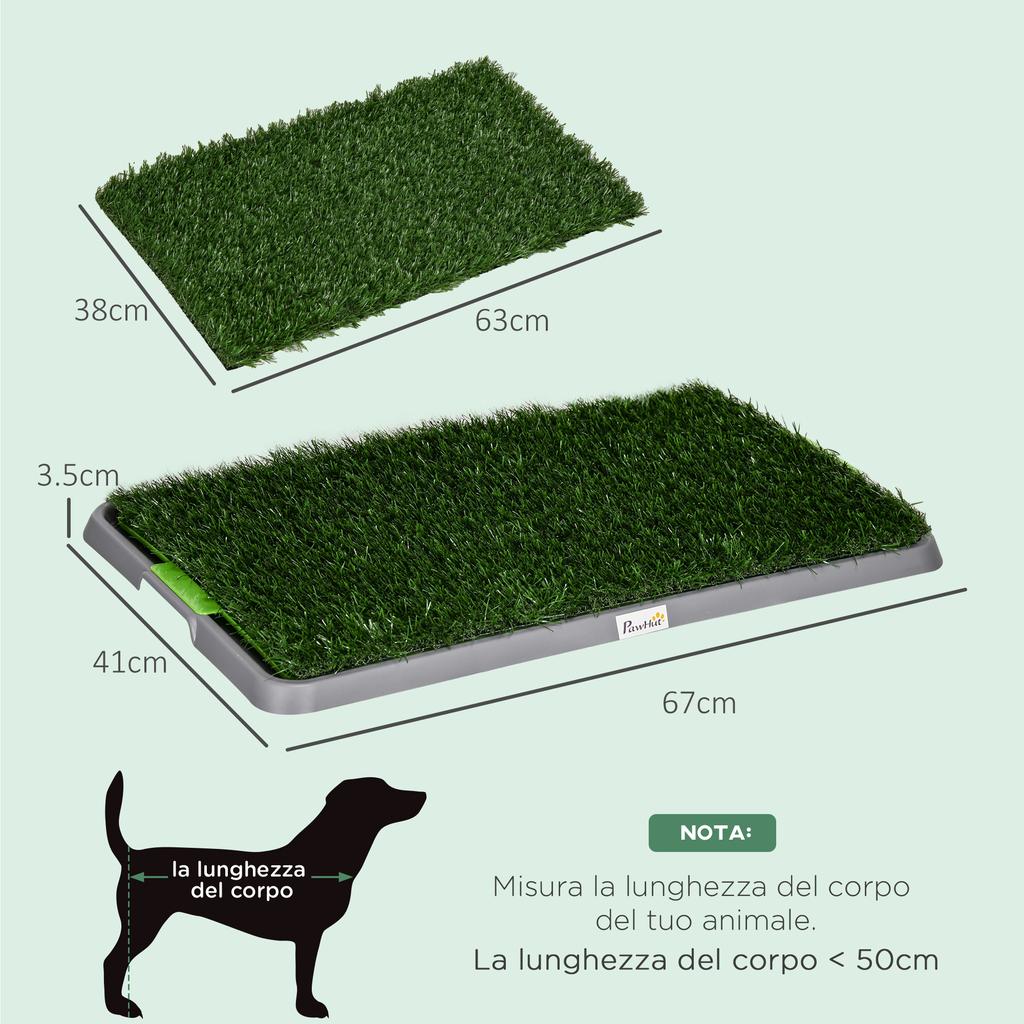 Dog Toilet with Synthetic Grass, Replacement Grass and Lower Tray for Indoors and Outdoors, 67x41x3.5 cm