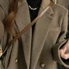 Women Office Lady Elegant Loose Retro Woolen Blazer Jacket Autumn Winter Thickened Coat Brown Korea Chic Overcoat