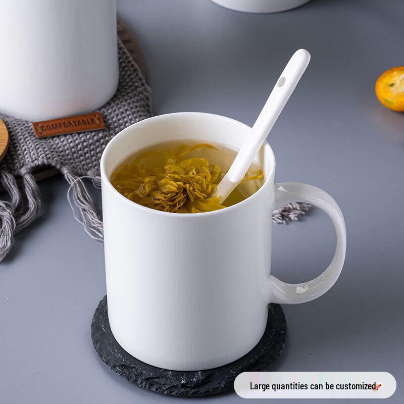 Qiwei Frosted Black Ceramic Mug with Lid and Spoon