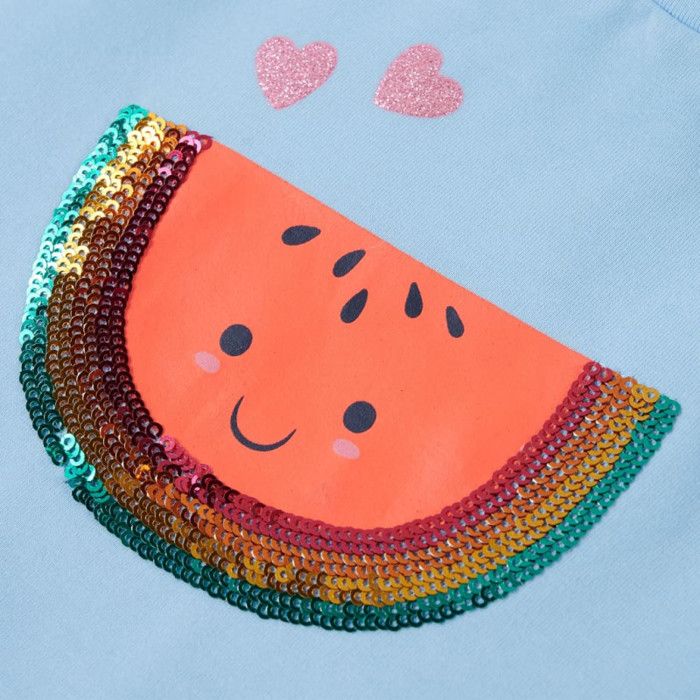 Children's T-shirt with Ruffle Sleeves Light Blue 92/104/116/128/140