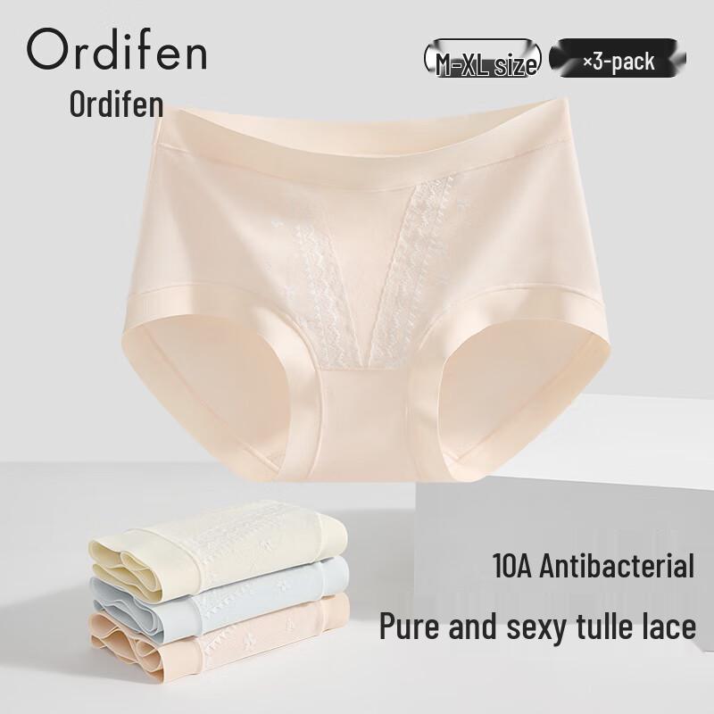 Audifen Women's Xinjiang Cotton Antibacterial Lace Briefs