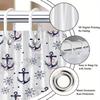 1Pc Pink Nautical Anchor-Patterned Shower Curtain, Machine Washable Polyester, Suitable For Bathroom Dcor.