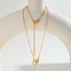 Accessories, Stylish Simple Stainless Steel Twist Double Ring Necklace, Gold Ladies Accessories