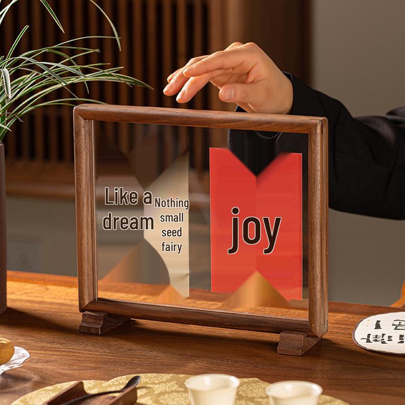 Black Walnut Double-Sided Transparent Photo Frame - Chinese Retro Style A4/A3 Tabletop Frame