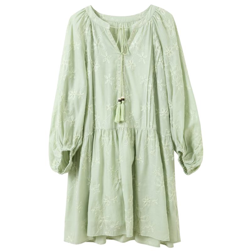 Sancai Acetate V-neck A-line Two-piece Dress Set M