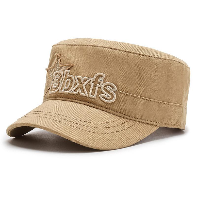 

Spring and Autumn Men s Hat Flat Top Hat Solid Color Embroidered Cap Casual Outdoor Sunscreen Hat Tide Sun Hat Adjustable хаки