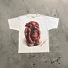 Mens Tshirt Trendy Portrait Print Short Sleeve Tshirt  Y2k Gothic Harajuku Couple Loose Fit