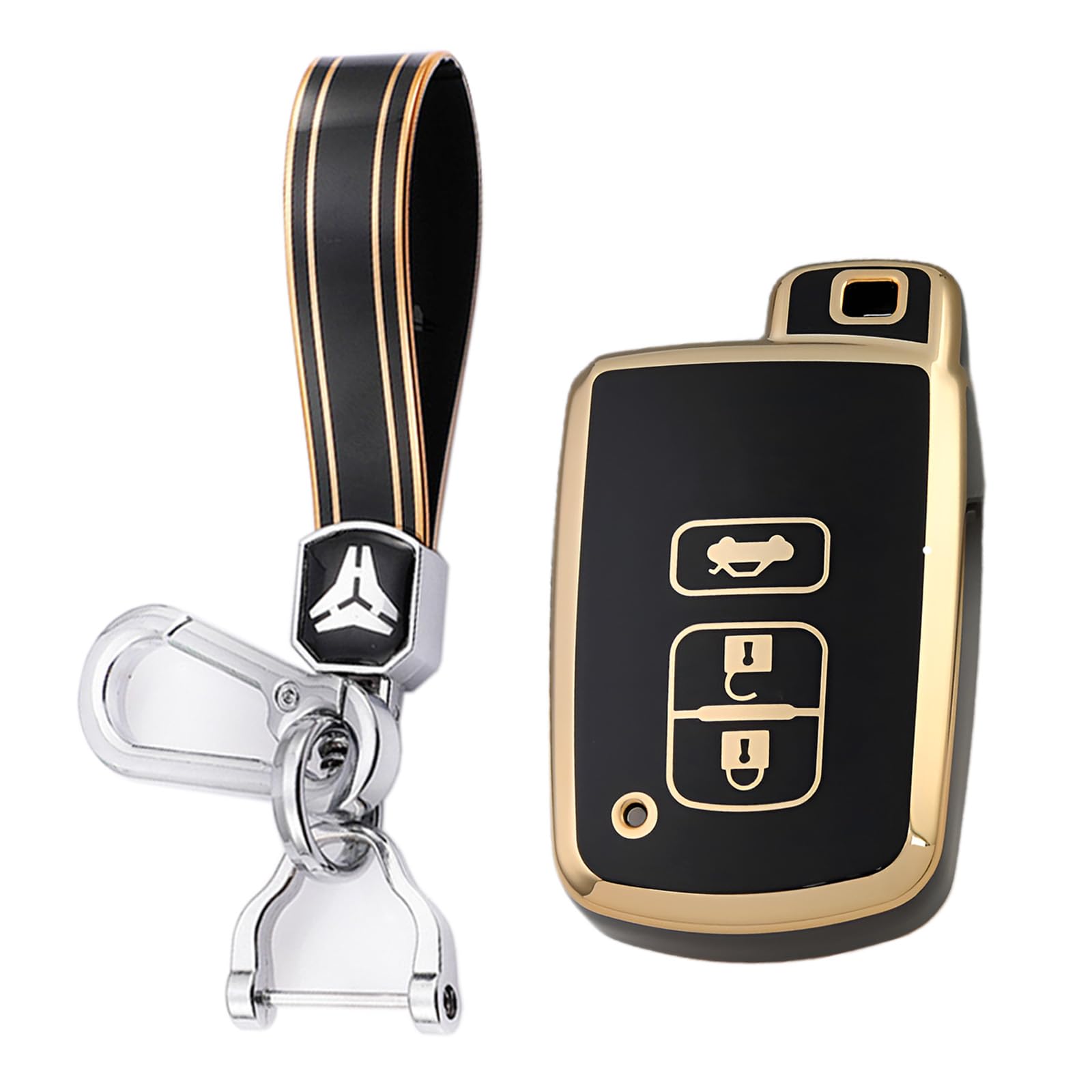 

KUNIO Силиконовый чехол для ключа Toyota с 3 кнопками, держатель для ключа, совместимый с Toyota, Prius чёрный