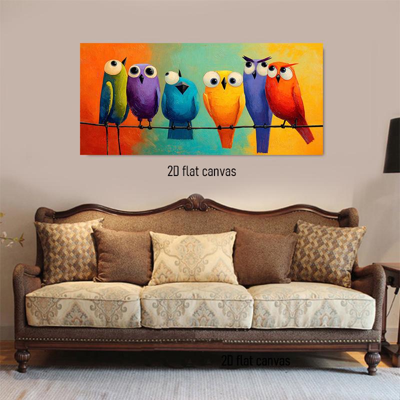 1pcs Modern Simple Cartoon Animal Canvas Painting Nordic Style Children's Room Decoration Painting Colorful Bird Frameless Hangi