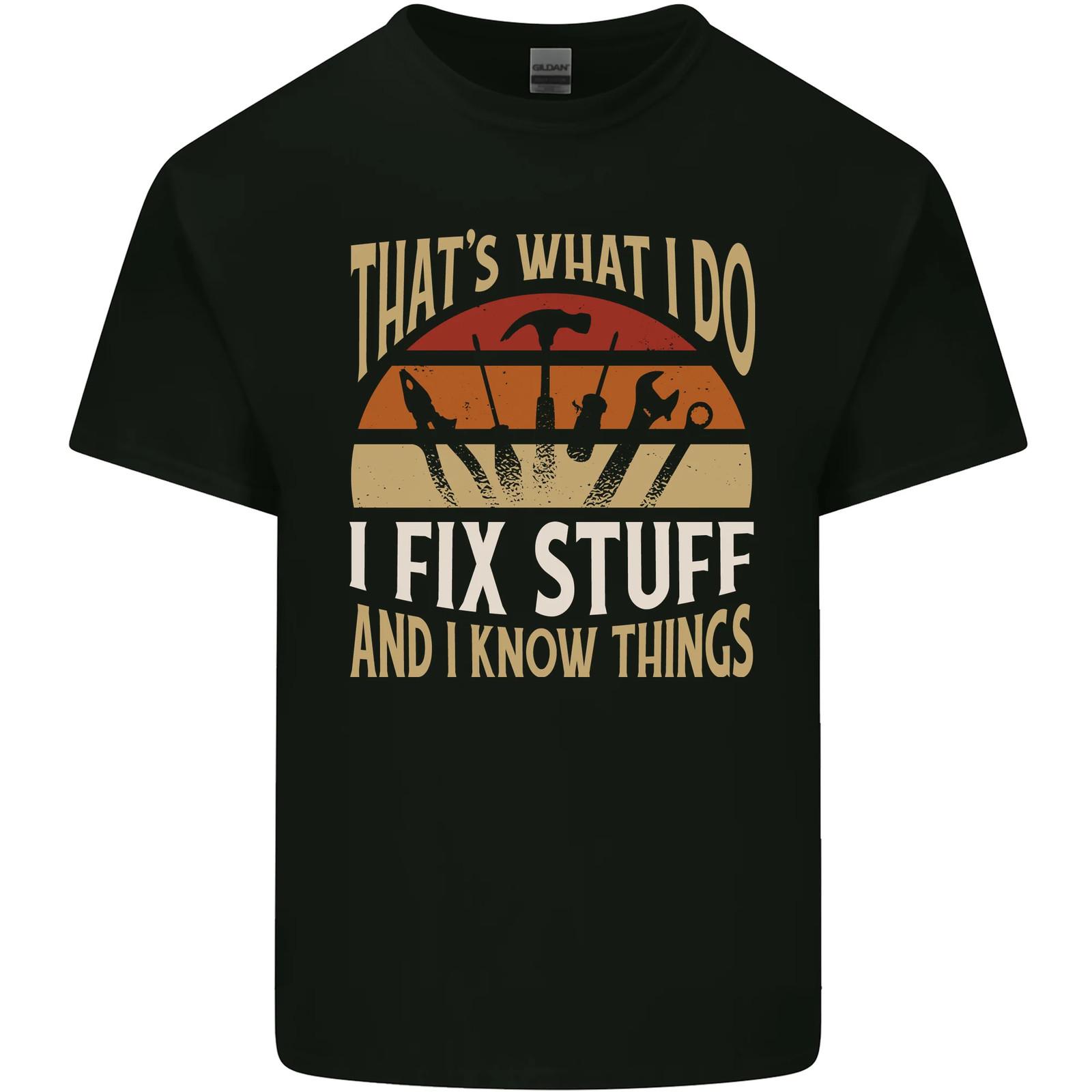 I Fix Stuff Funny Electrician Sparky Mechanic Mens Cotton T-Shirt Tee Top M