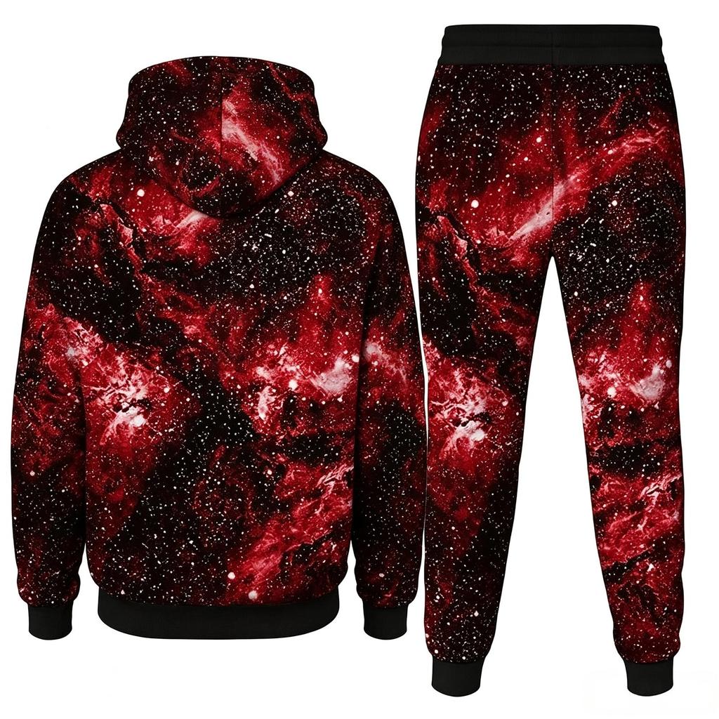Men's 3D Star Print Two Piece Hoodie Set, Trendy Casual Outfit for Everyday Wear