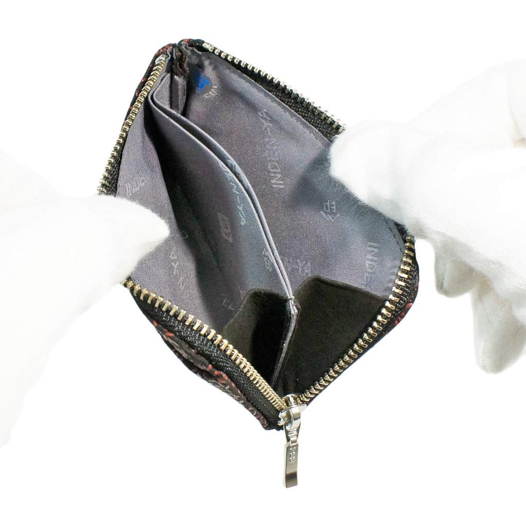 Indenya Inden Coin Purse F Coin Purse 05 Deerskin Black x Red Lacquer Diamond Chrysanthemum Pattern 1005-21-017