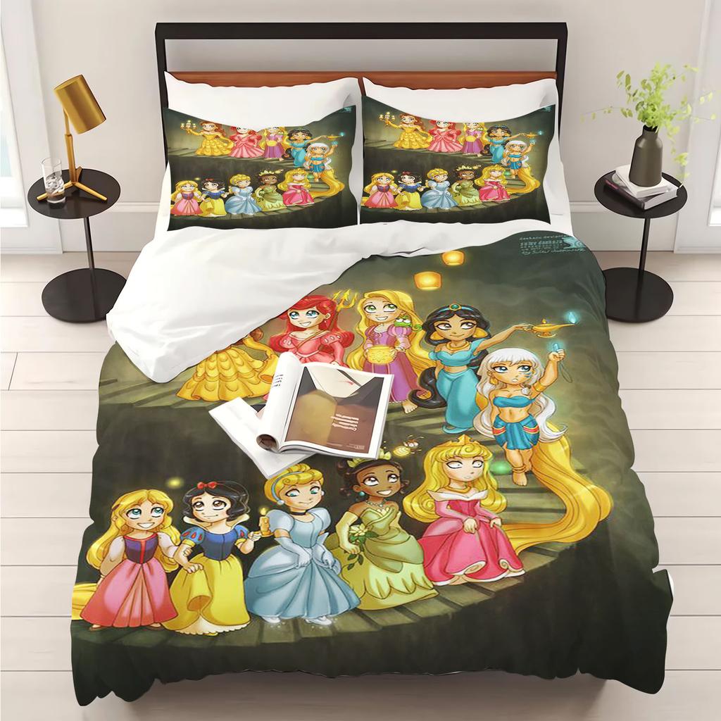 Princess Series 100% Polyester Duvet Cover Set Home Decor Bedding Comforter Sets 3D Children'S Bedding Set 3-Piece