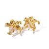 New trendy high-end gold flower pearl fringed stud earrings, sunny fashion versatile ear jewelry