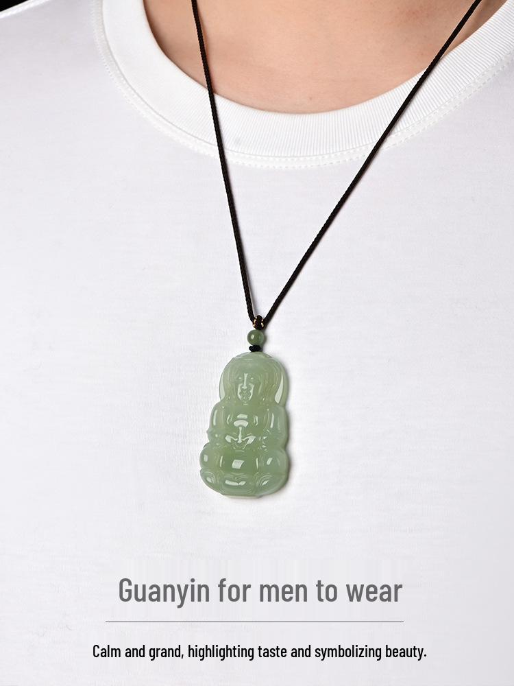 Natural Hetian Jade Guanyin & Buddha Couple Pendants – Clear Water Big Belly Bodhisattva Design.