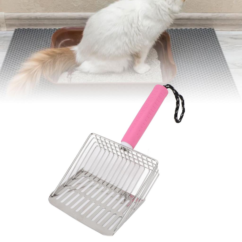 Pelle à Litière pour Chat Manche Amovible Pelle à Litière Facile à Nettoyer Acier Inoxydable Pelle à Excréments pour Bac à Litière